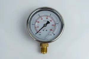 Купити Манометр 100R100.MGE GLYC.P.G.SS. CASE D:100 0/100 BAR+PSI 1/2"BSPP BOTTOM Oleodinamica Mozioni, фото 1
