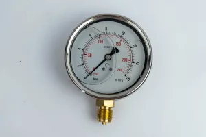 Купити Манометр 100R16.MGE GLYC.P.G.SS CASE D:100 0/16 BAR+PSI 1/2"BSPP BOTTOM Oleodinamica Mozioni, фото 1