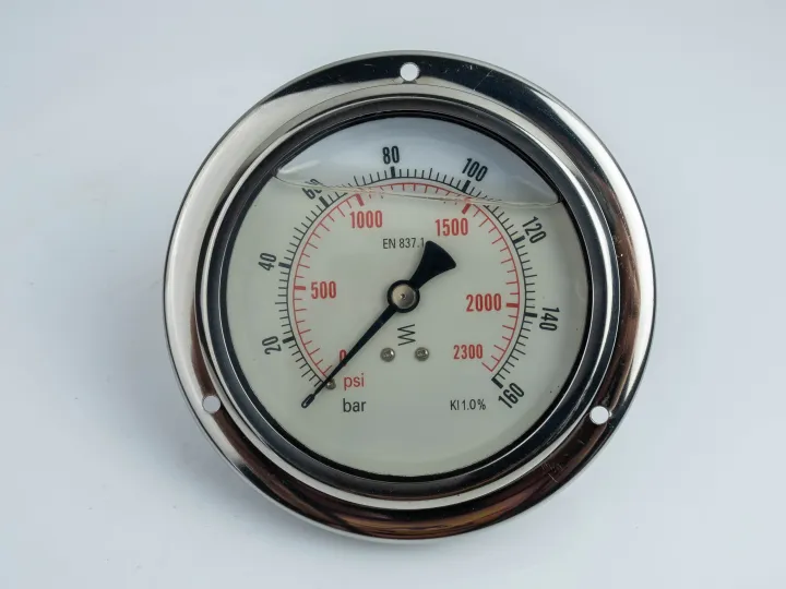 Купити Манометр 100F16.MGE GLYC.P.G.SS CASE D:100 0/16 BAR+PSI 1/2" BSPP BACK+FLANGE Oleodinamica Mozioni, фото 1