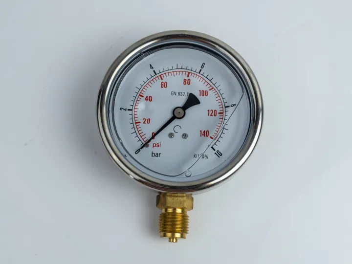 Купити Манометр 100R10.MGE GLYC.P.G.SS. CASE D:100 0/10 BAR+PSI 1/2"BSPP BOTTOM Oleodinamica Mozioni, фото 1